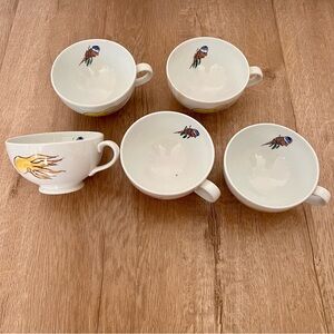 5 PCs RARE VTG Arabia Finland AQUARIUM Tea Cups Anja Juurikkala Sea Motif AS‎ IS